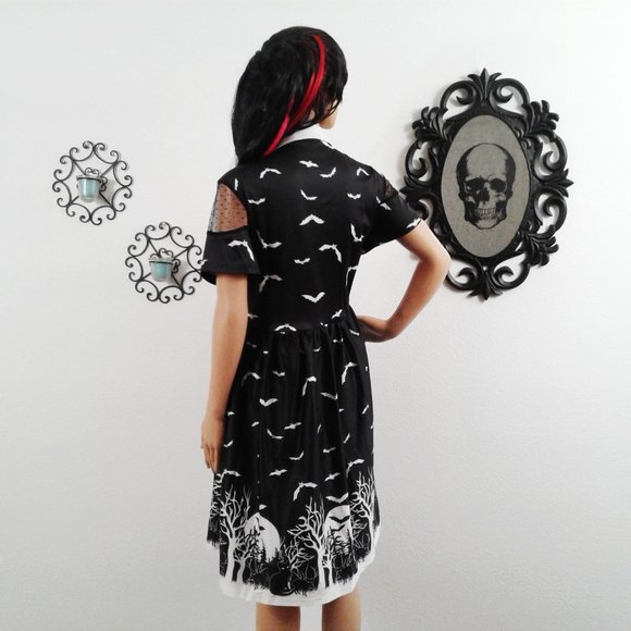 Cats & Bats Spooky Forest Printed Dress - Picture 3 of 4